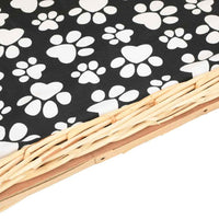 vidaXL Cesto para cães com almofadão 50x33x30 cm salgueiro genuíno