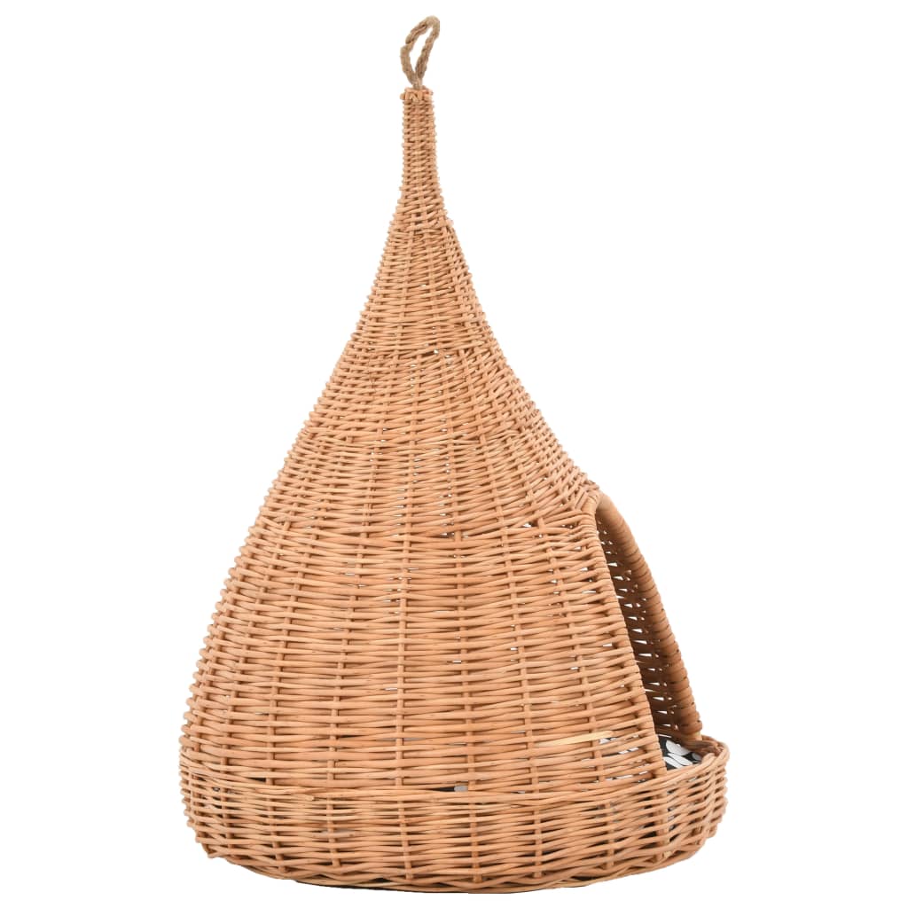 vidaXL Ninho para gatos tipi c/ almofadão 40x60 cm salgueiro genuíno