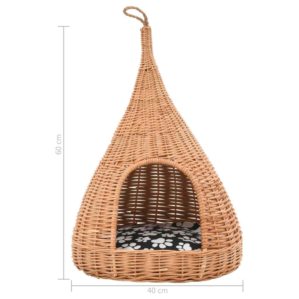 vidaXL Ninho para gatos tipi c/ almofadão 40x60 cm salgueiro genuíno