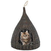 vidaXL Ninho para gatos tipi c/ almofadão 40x60 cm salgueiro genuíno