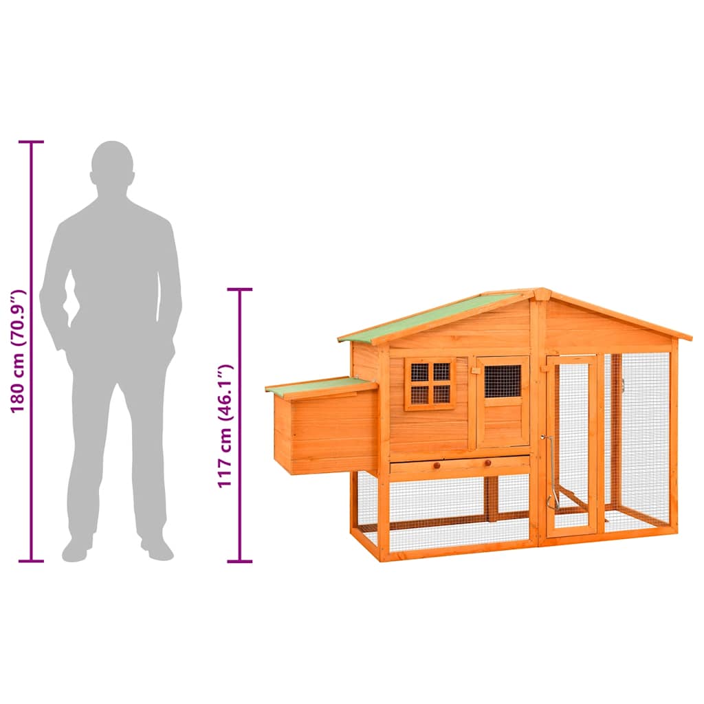 vidaXL Galinheiro com caixa de nidificação madeira de abeto maciça