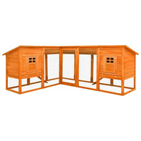 vidaXL Coelheira exterior c/ parque madeira de abeto maciça castanho