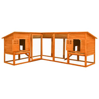 vidaXL Coelheira exterior c/ parque madeira de abeto maciça castanho