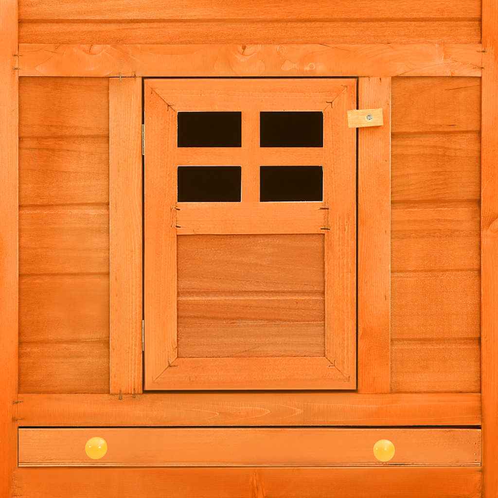 vidaXL Coelheira exterior c/ parque madeira de abeto maciça castanho