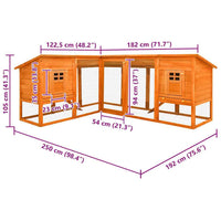 vidaXL Coelheira exterior c/ parque madeira de abeto maciça castanho