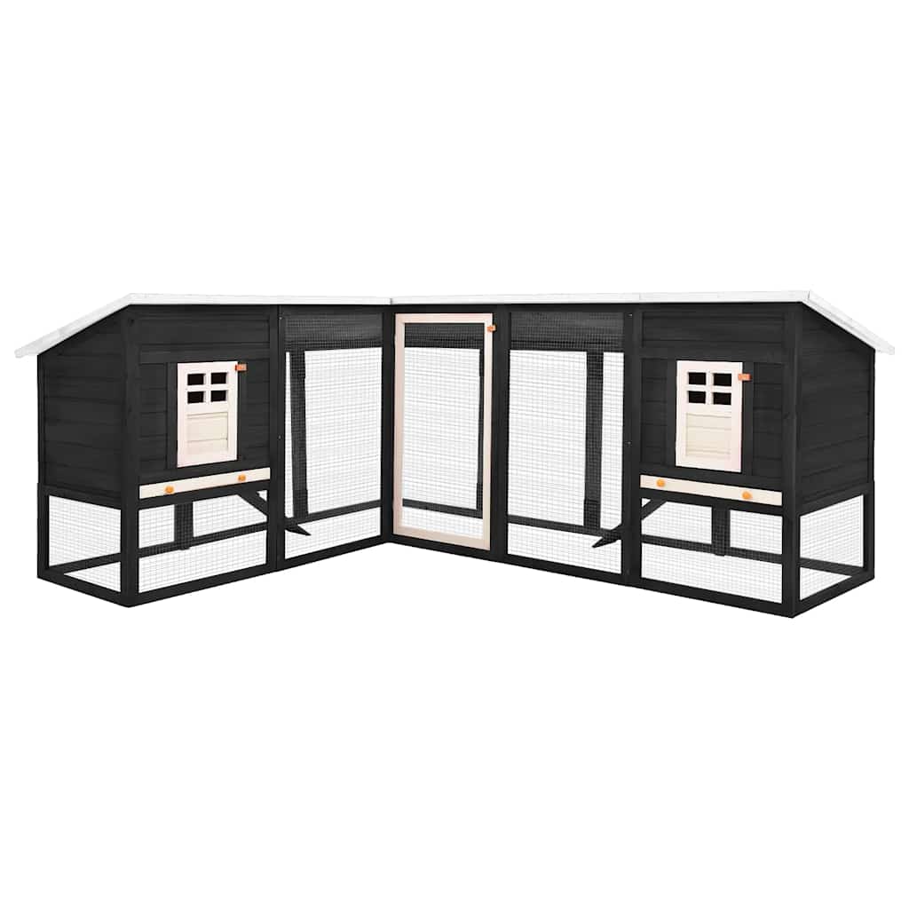 vidaXL Coelheira exterior c/ parque madeira de abeto maciça castanho