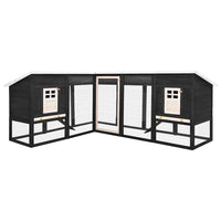 vidaXL Coelheira exterior c/ parque madeira de abeto maciça castanho