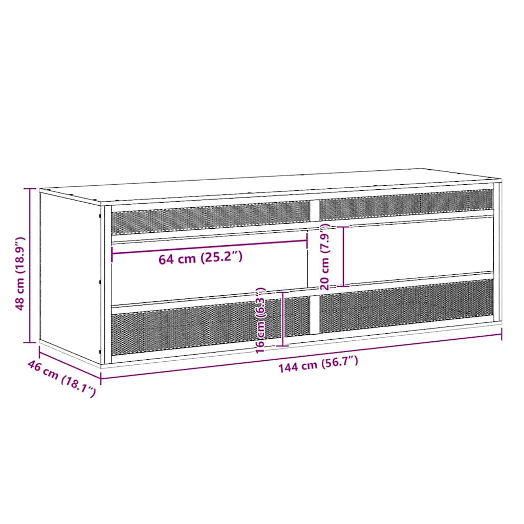 vidaXL Terrário em derivados de madeira 144x46x48 cm