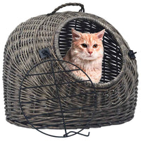 vidaXL Transportadora p/ gatos 45x35x35 cm salgueiro natural cinzento