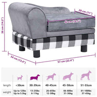 vidaXL Sofá para cães 57x34x36 cm pelúcia cinzento