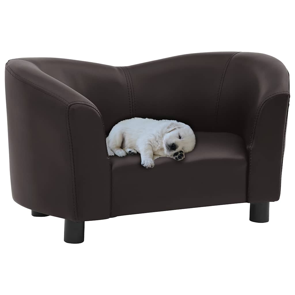 vidaXL Sofá para cães 67x41x39 cm couro artificial preto