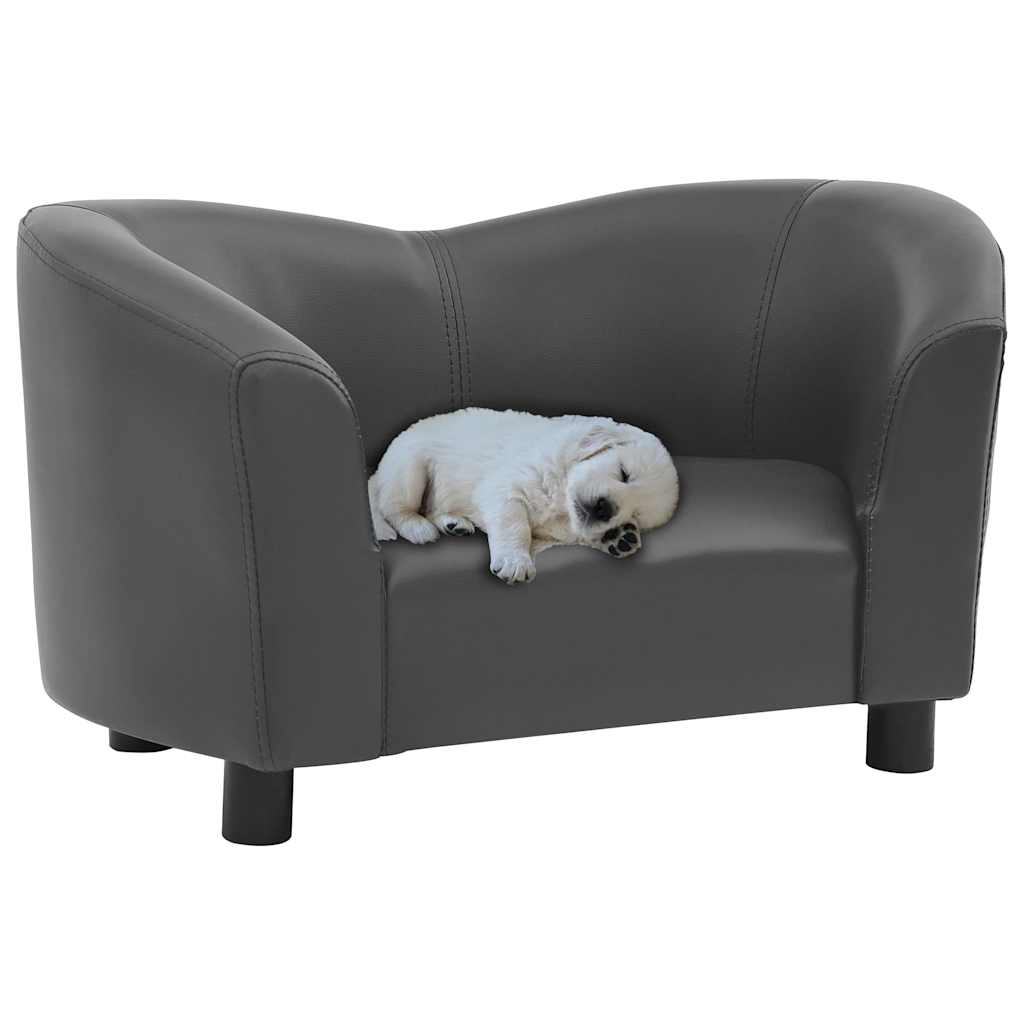 vidaXL Sofá para cães 67x41x39 cm couro artificial preto