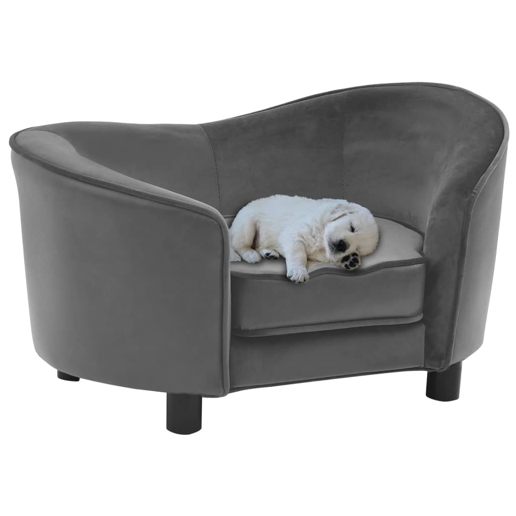 vidaXL Sofá para cães 69x49x40 cm pelúcia e couro artificial preto