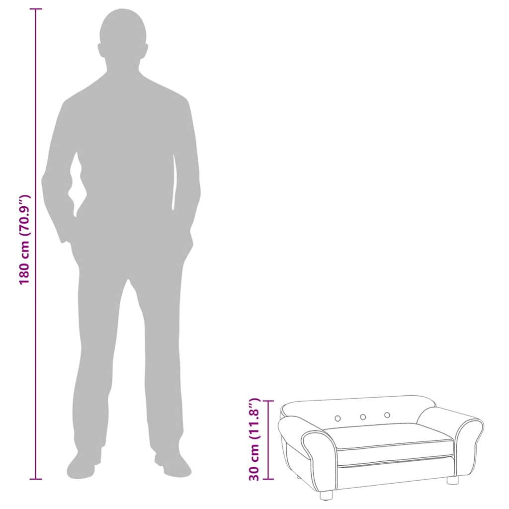 vidaXL Sofá para cães 72x45x30 cm pelúcia cinzento