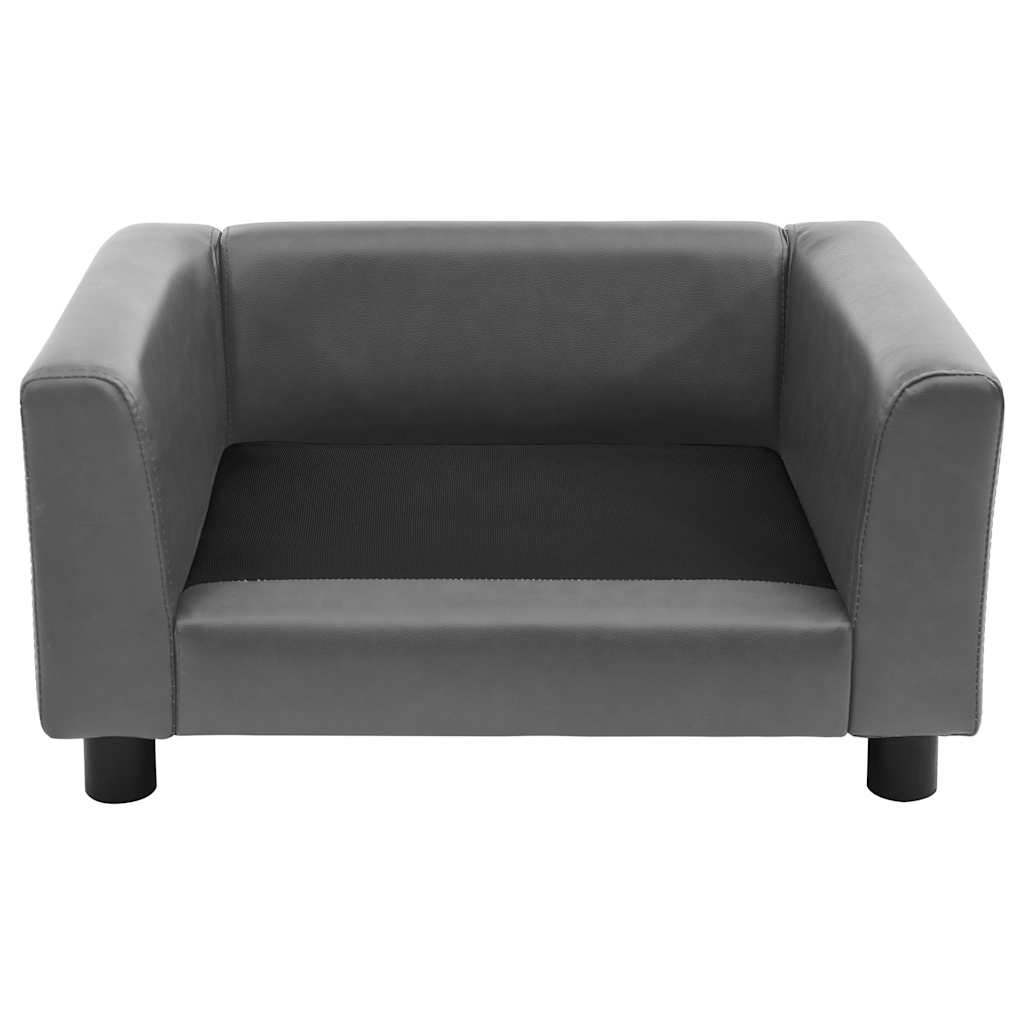 vidaXL Sofá para cães 60x43x30 cm pelúcia e couro artificial cinzento