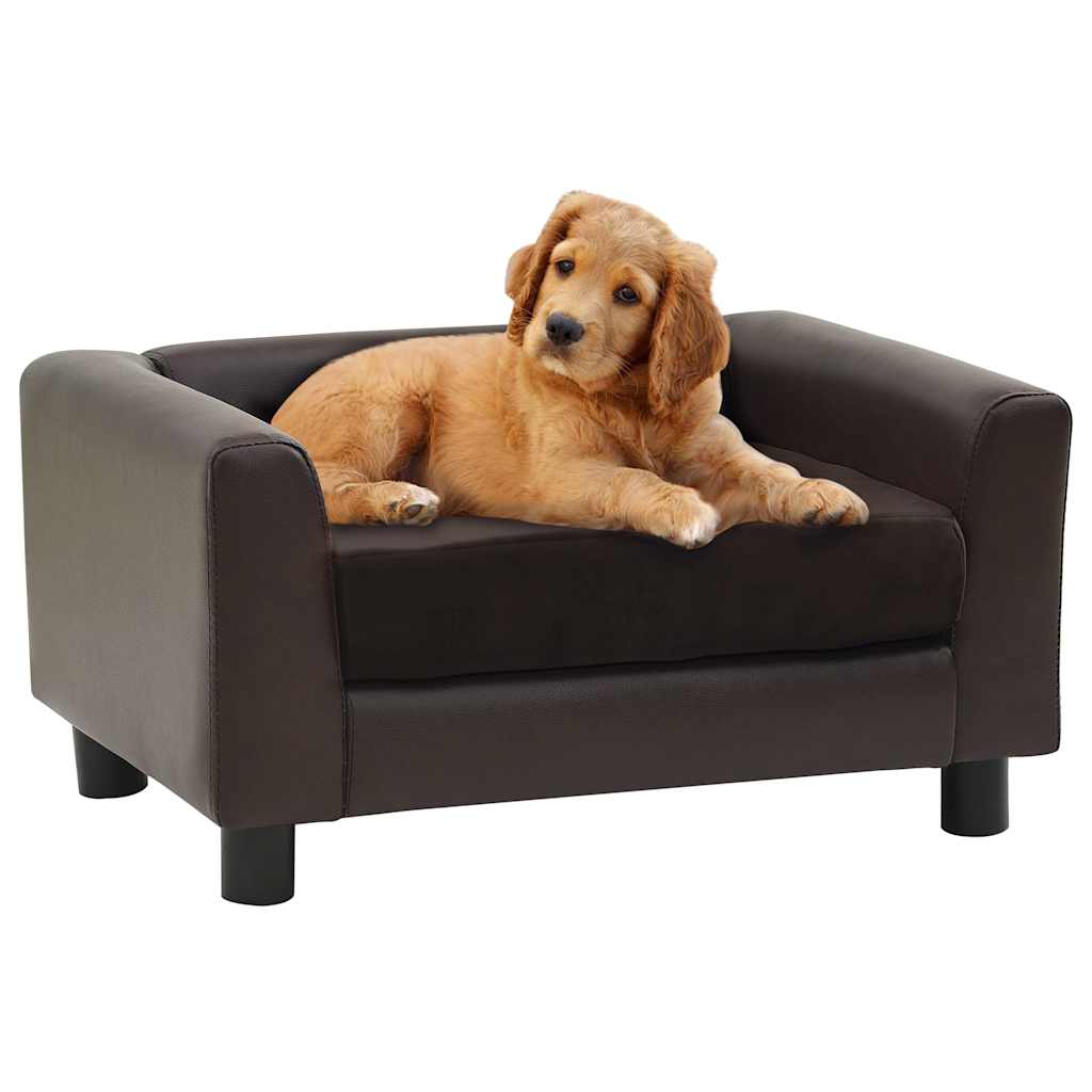 vidaXL Sofá para cães 60x43x30 cm pelúcia e couro artificial cinzento