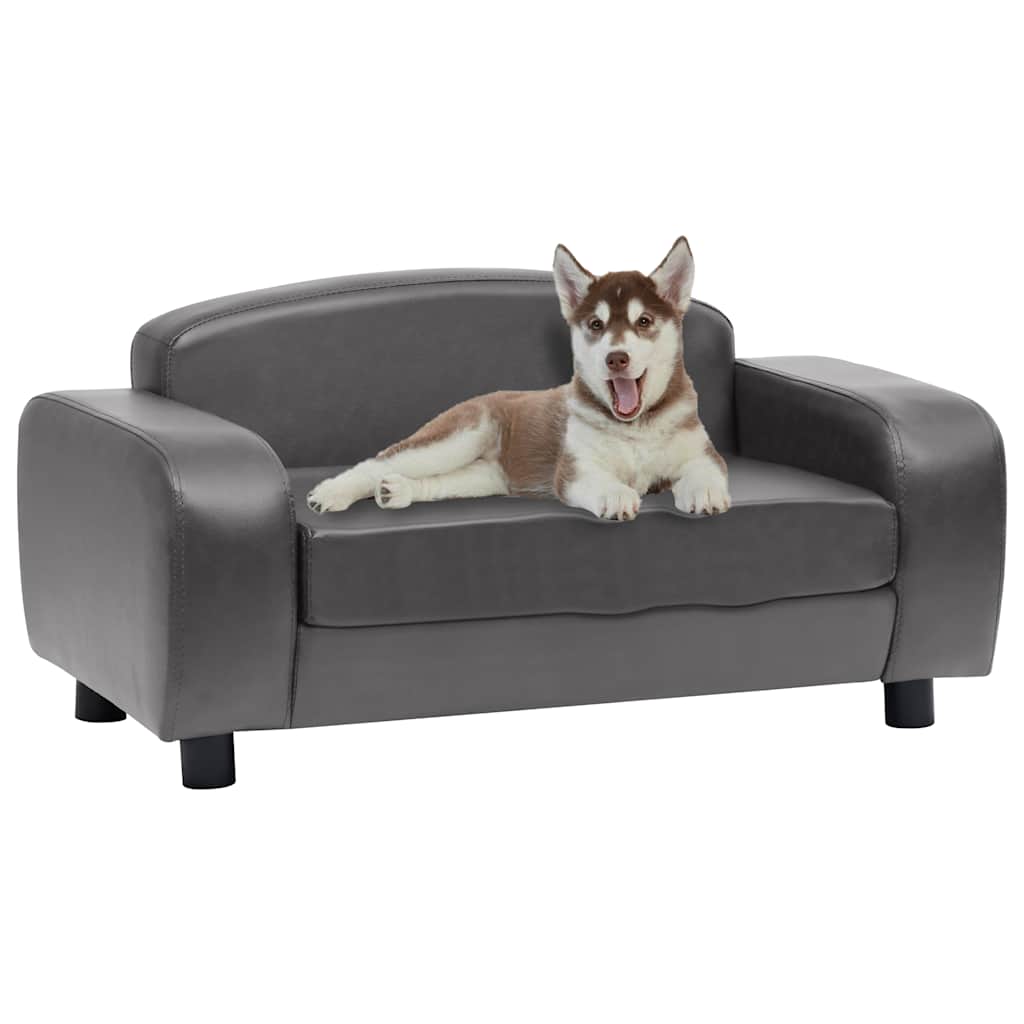 vidaXL Sofá para cães 80x50x40 cm couro artificial cinzento