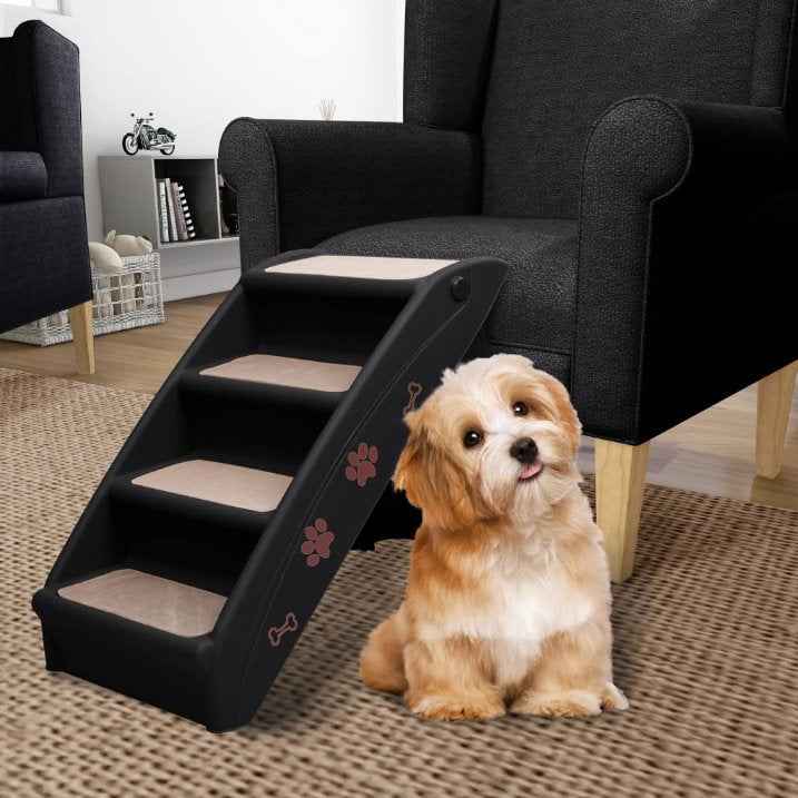 vidaXL Escadas para cães dobráveis 62x40x49,5 cm cor creme