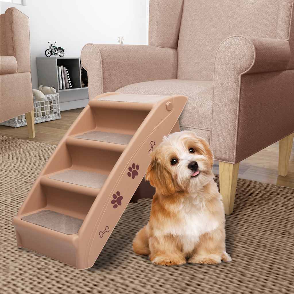 vidaXL Escadas para cães dobráveis 62x40x49,5 cm cor creme