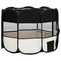 vidaXL Parque dobrável p/ cão c/ saco de transporte 90x90x58 cm preto