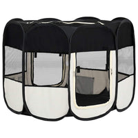 vidaXL Parque dobrável p/ cão c/ saco de transporte 90x90x58 cm preto