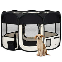 vidaXL Parque dobrável p/ cão c/ saco de transporte 90x90x58 cm preto