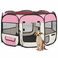 vidaXL Parque dobrável p/ cão c/ saco de transporte 90x90x58 cm preto