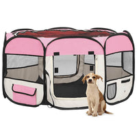 vidaXL Parque dobrável p/ cão c/ saco de transporte 90x90x58 cm preto