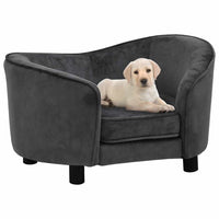 vidaXL Sofá para cães 69x49x40 cm pelúcia preto