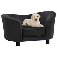 vidaXL Sofá para cães 69x49x40 cm pelúcia e couro artificial preto