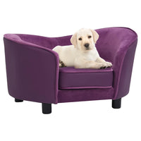 vidaXL Sofá para cães 69x49x40 cm pelúcia e couro artificial preto
