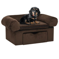 vidaXL Sofá para cães com gaveta 75x50x38 cm pelúcia cinzento