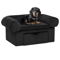 vidaXL Sofá para cães com gaveta 75x50x38 cm pelúcia cinzento