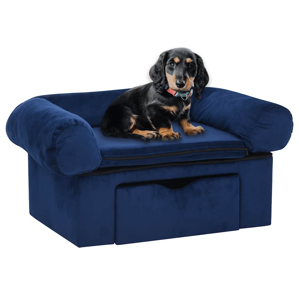 vidaXL Sofá para cães com gaveta 75x50x38 cm pelúcia cinzento