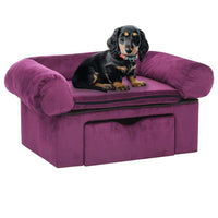 vidaXL Sofá para cães com gaveta 75x50x38 cm pelúcia cinzento