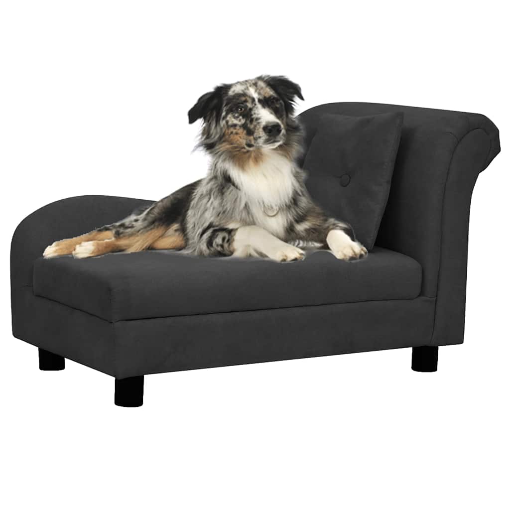 vidaXL Sofá para cães com almofada 83x44x44 cm pelúcia cinzento