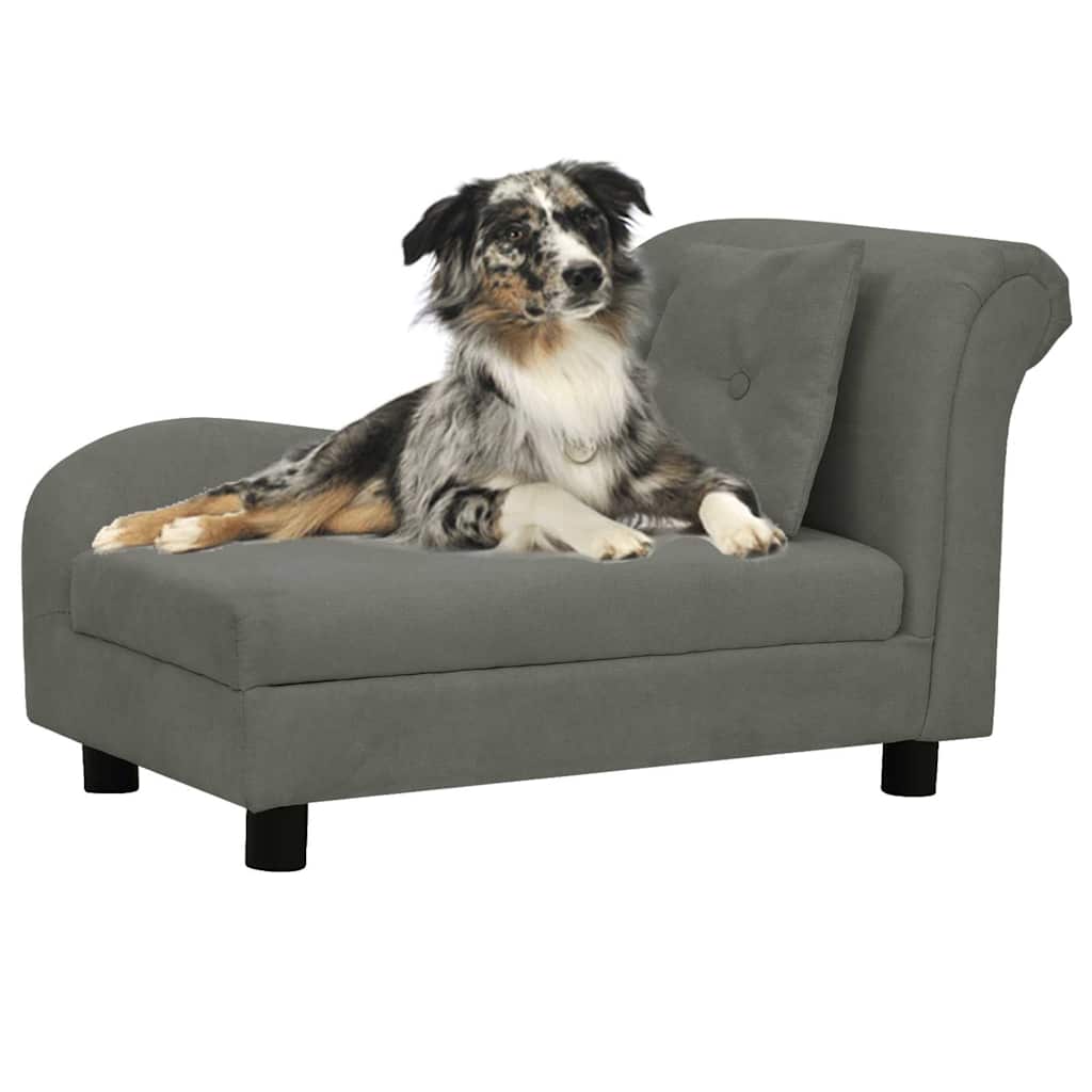 vidaXL Sofá para cães com almofada 83x44x44 cm pelúcia cinzento