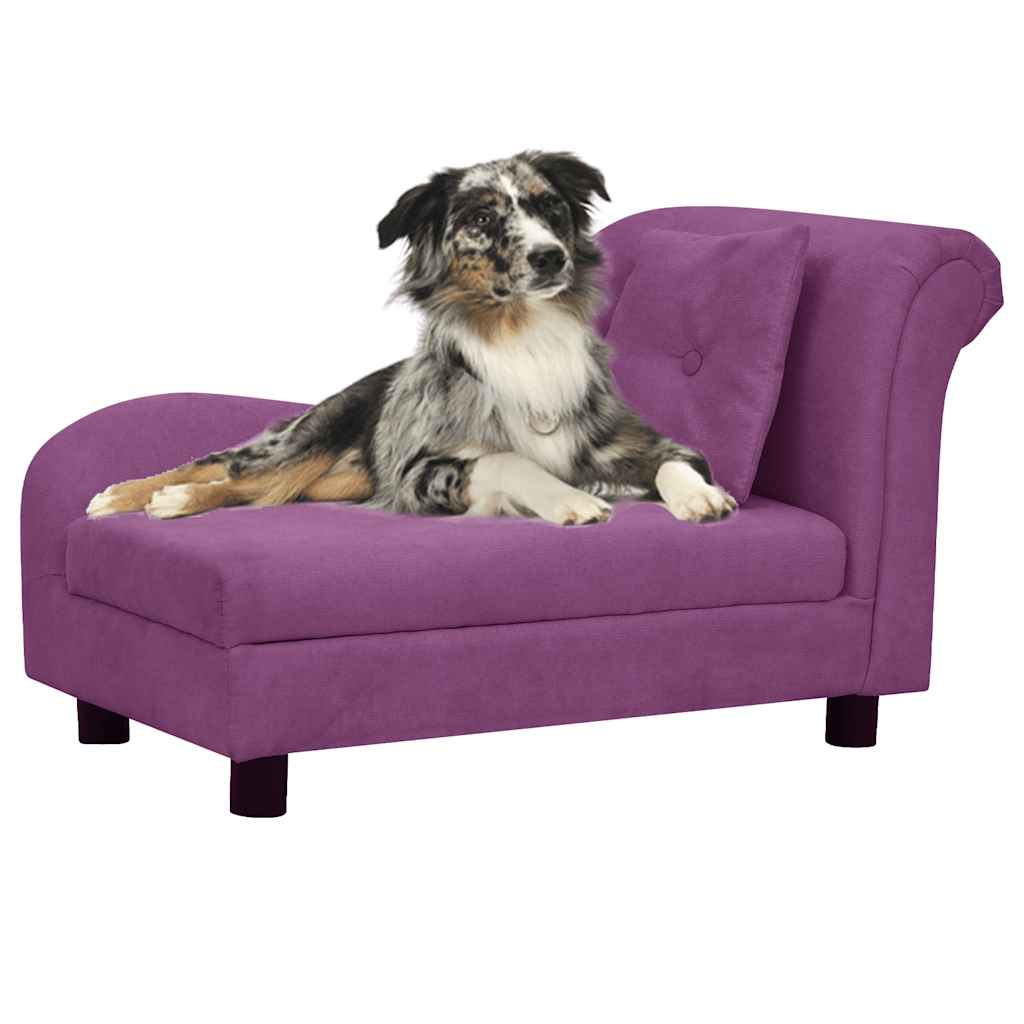 vidaXL Sofá para cães com almofada 83x44x44 cm pelúcia cinzento