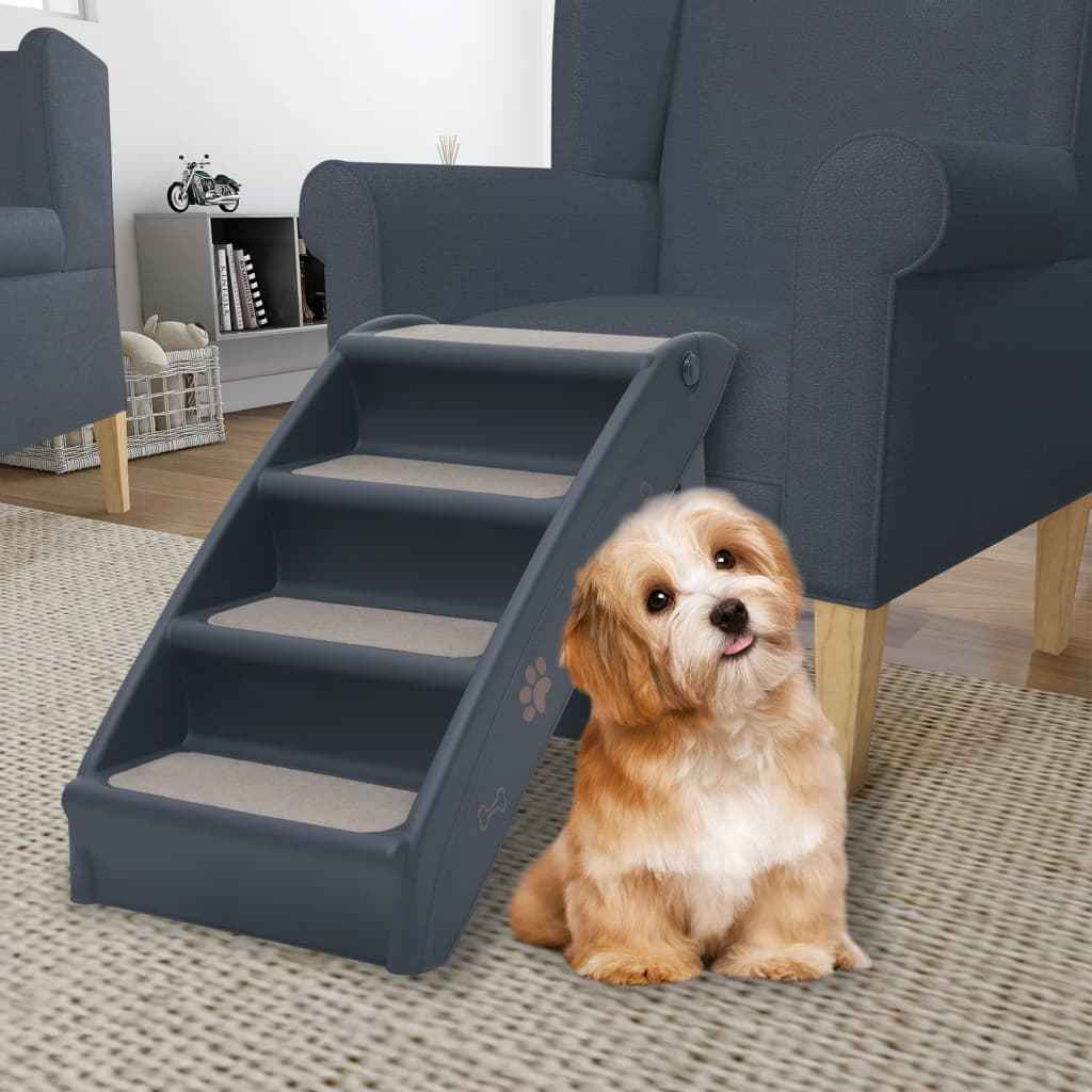 vidaXL Escadas para cães dobráveis 62x40x49,5 cm cor creme