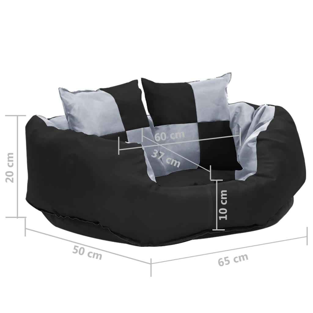 vidaXL Almofadão p/ cães reversível e lavável 65x50x20 cm cinza/preto