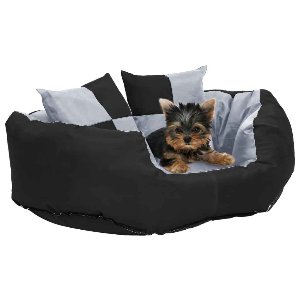 vidaXL Almofadão p/ cães reversível e lavável 65x50x20 cm cinza/preto