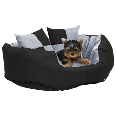 vidaXL Almofadão p/ cães reversível e lavável 65x50x20 cm cinza/preto