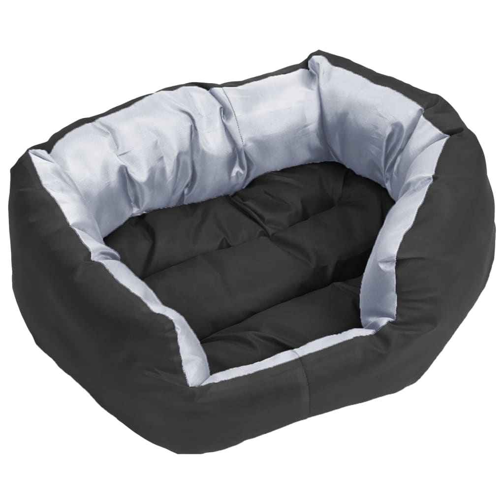 vidaXL Almofadão p/ cães reversível e lavável 65x50x20 cm cinza/preto