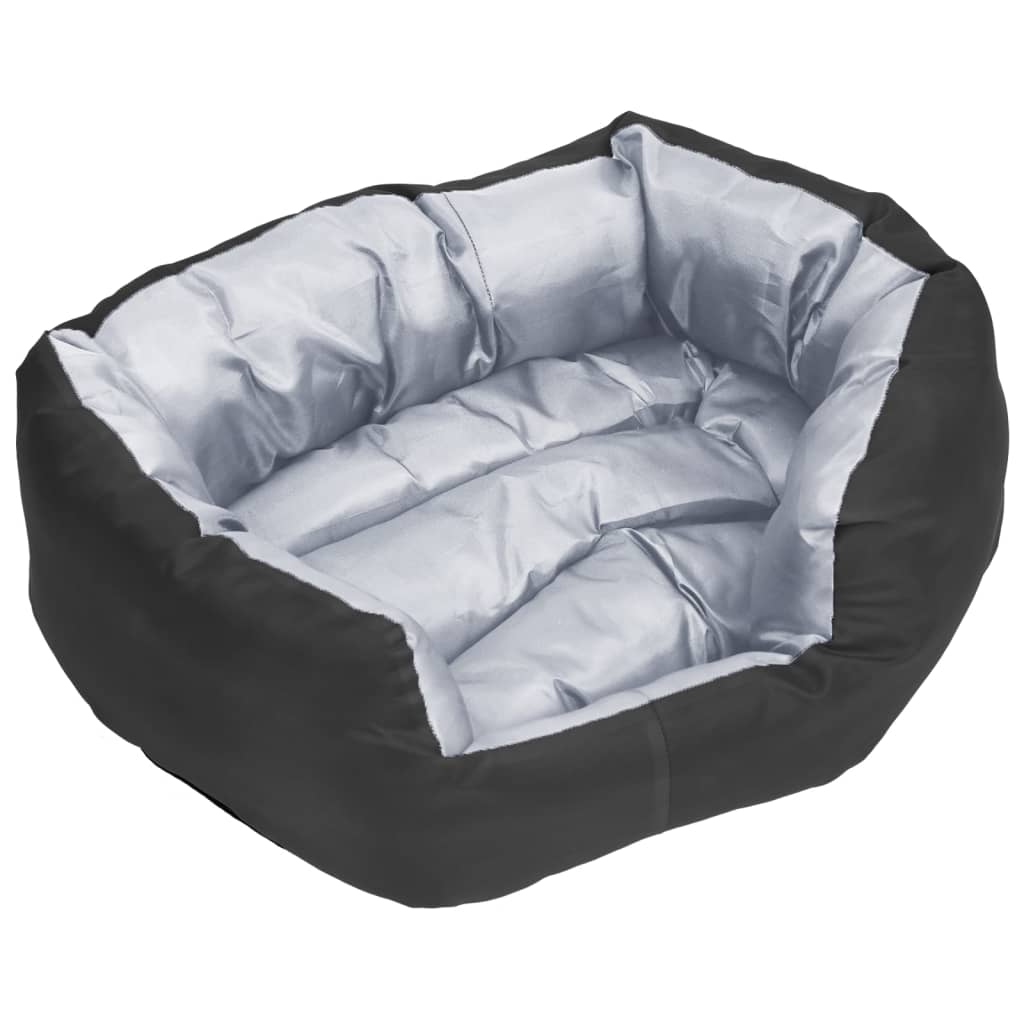 vidaXL Almofadão p/ cães reversível e lavável 65x50x20 cm cinza/preto