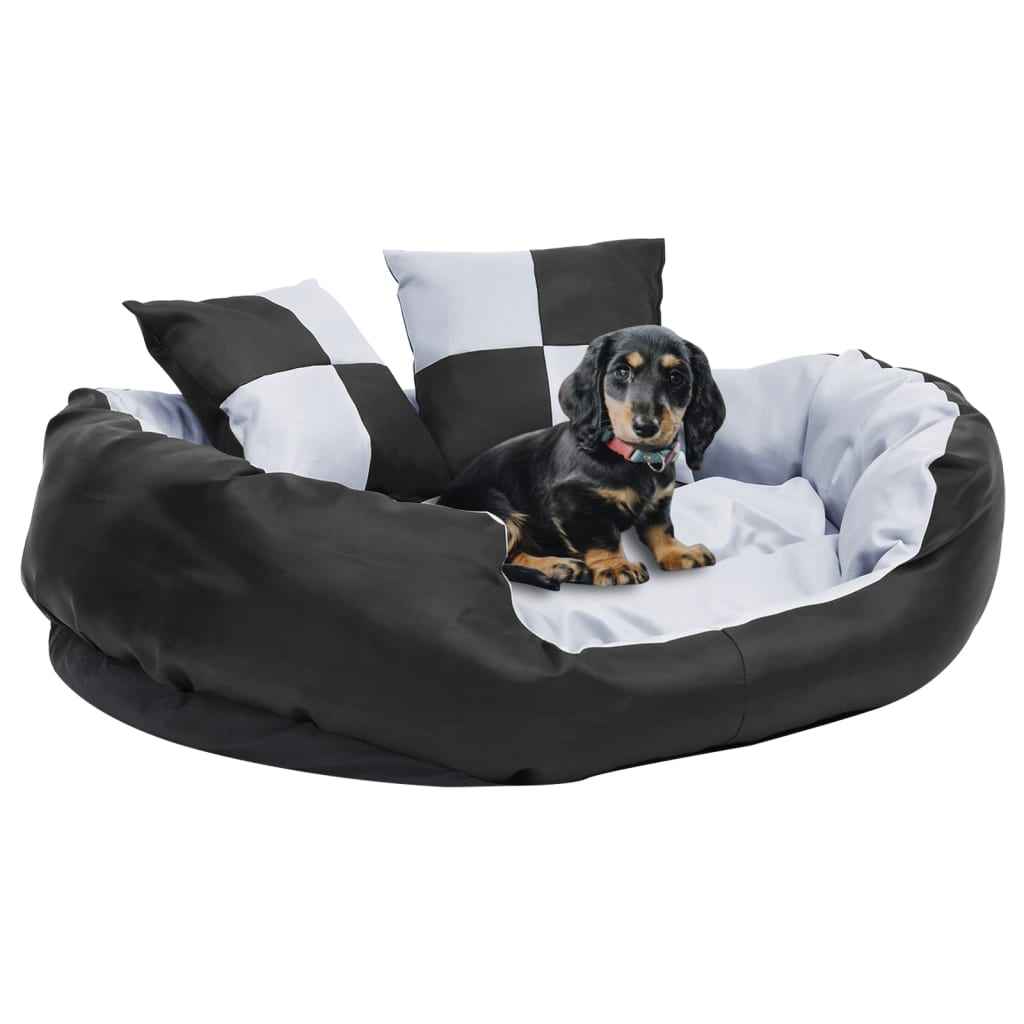 vidaXL Almofadão p/ cães reversível e lavável 65x50x20 cm cinza/preto