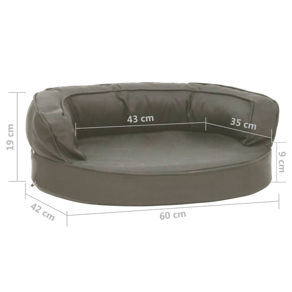 vidaXL Cama p/ cães ergonómica 75x53cm aspeto linho cinzento-escuro