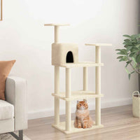 vidaXL Árvore para gatos c/ postes arranhadores sisal 118,5 cm creme