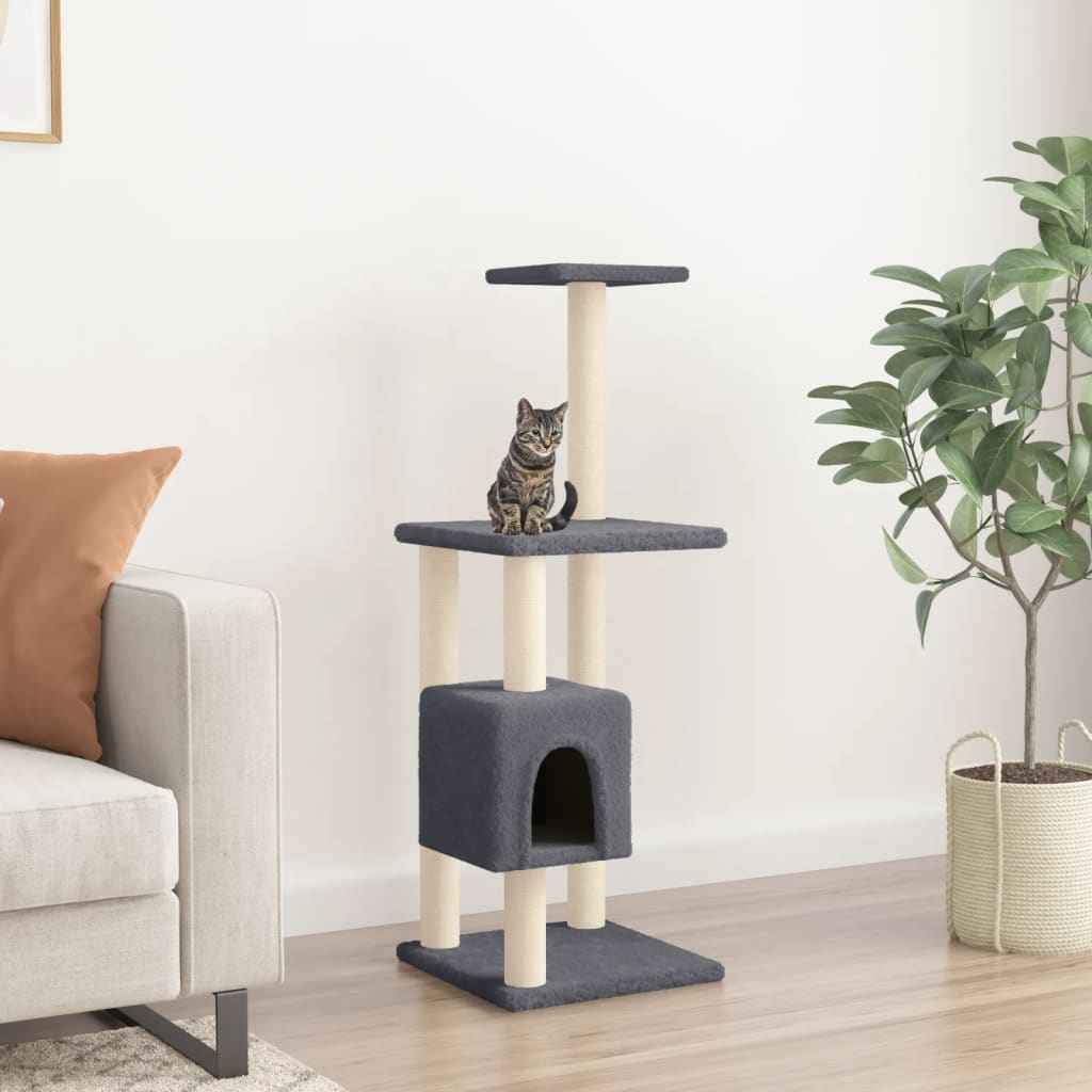 vidaXL Árvore para gatos c/ postes arranhadores sisal 104 cm cor creme