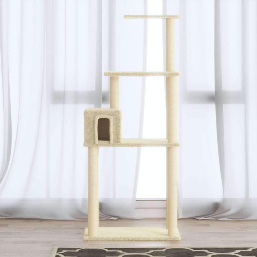 vidaXL Árvore p/ gatos c/ postes arranhadores sisal 147cm cinza-claro