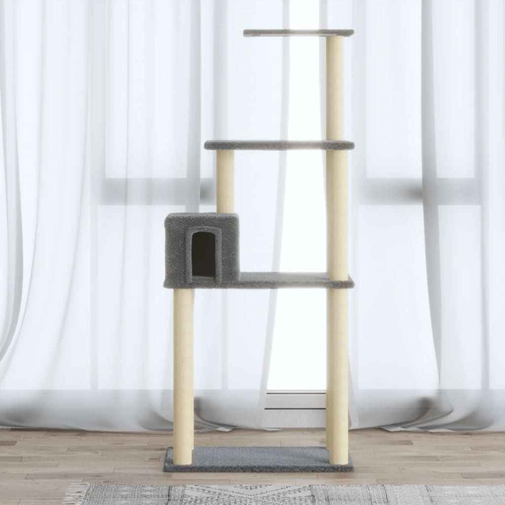 vidaXL Árvore para gatos c/ postes arranhadores sisal 147 cm cor creme